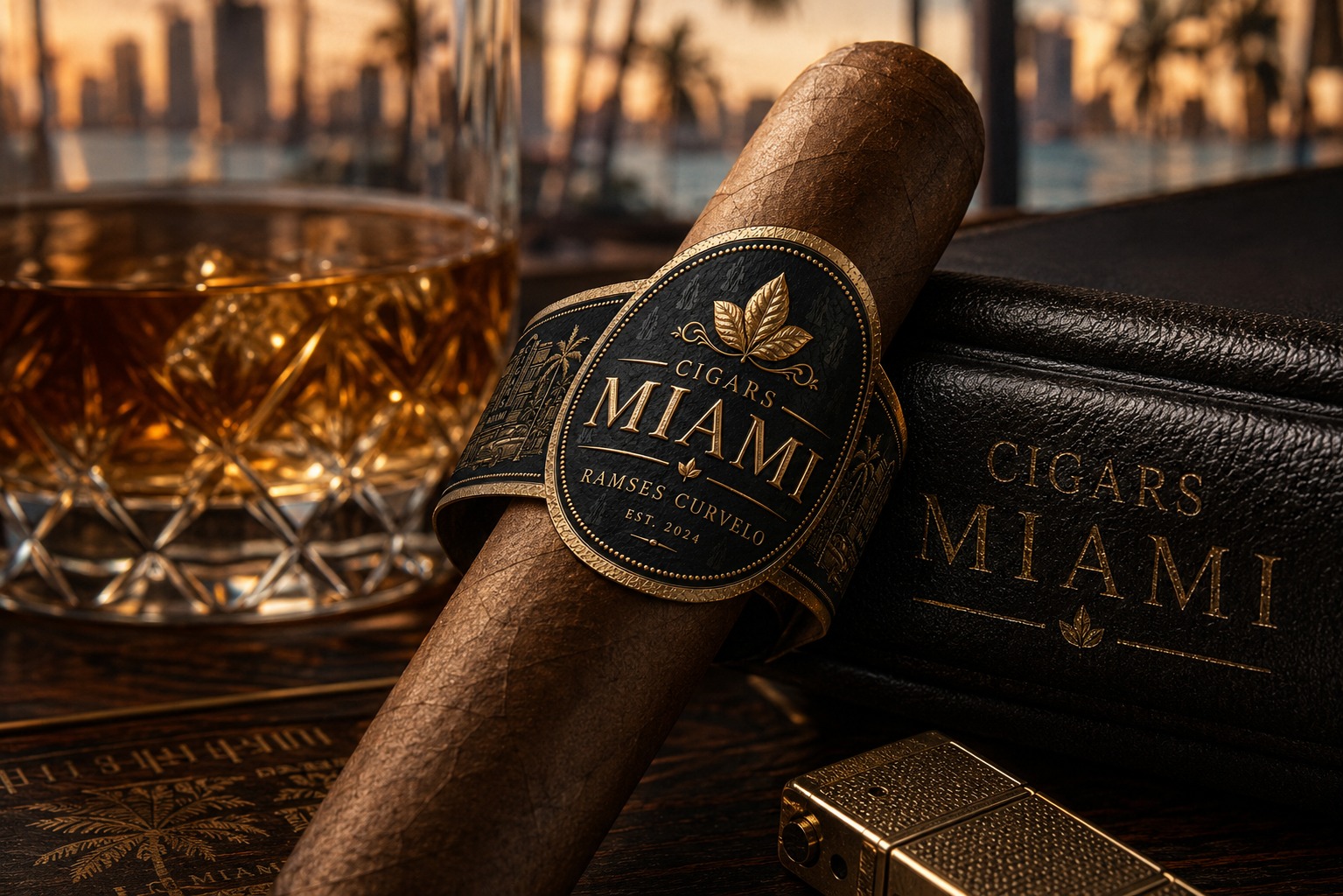 Cigars Miami premium cigar with whiskey